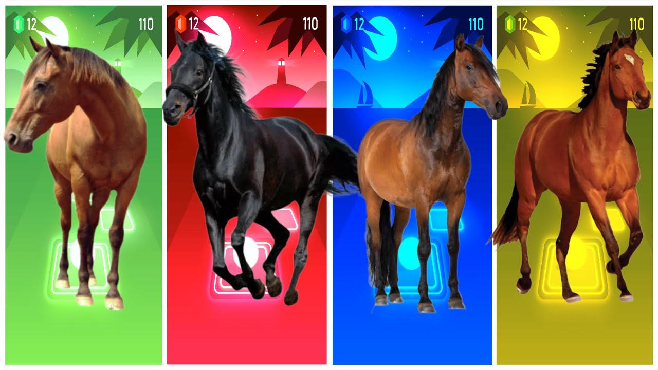Funny Horse🐎🆚Funny Pony🐎🆚Funny Tiger🐅🆚Funny Rhino🦏🔴Tiles Hop EDM Rush #animals #tileshop #gaming
