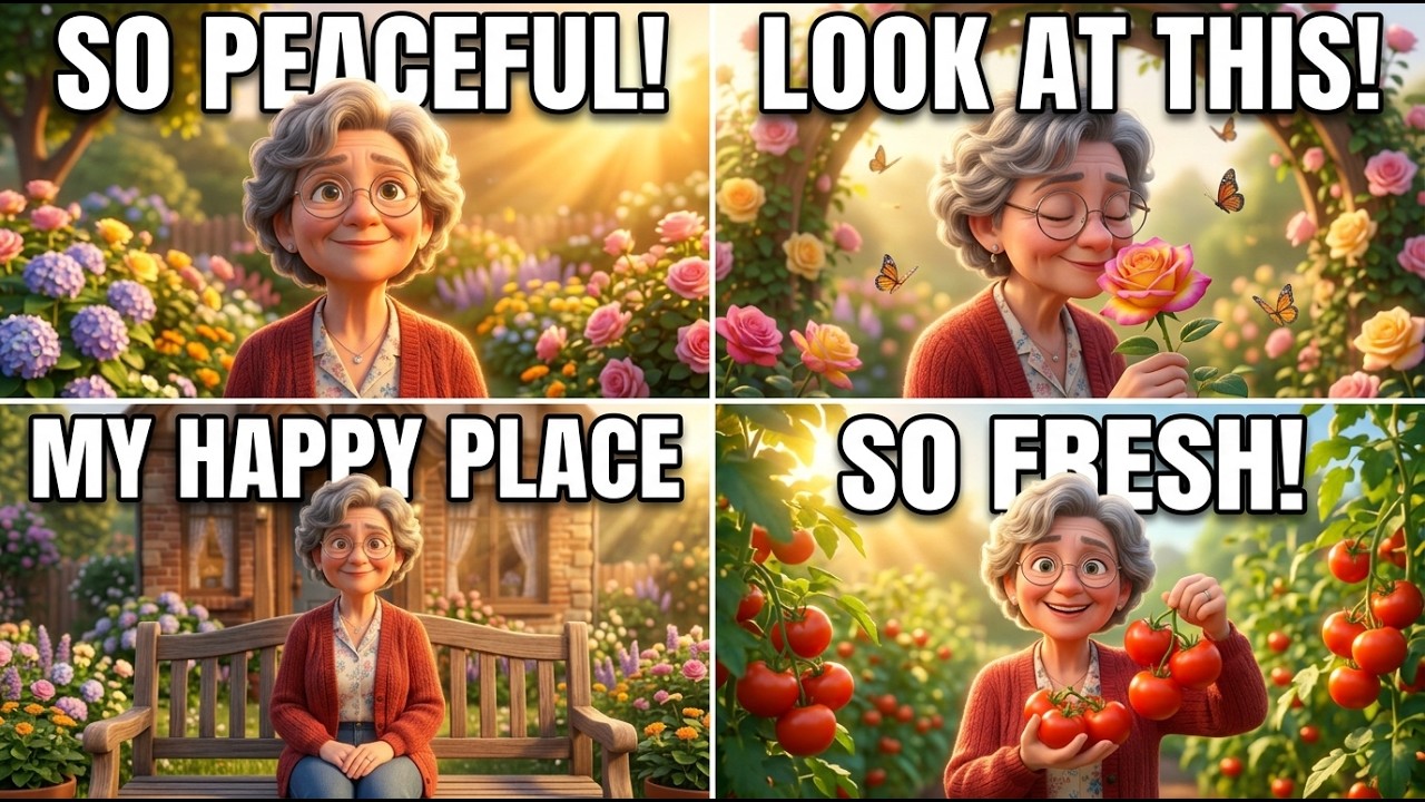 Grandma's Cozy Garden Routine – 28 SUPER EASY English Sentences Beginners Speak Like Native FAST! 🌸👵