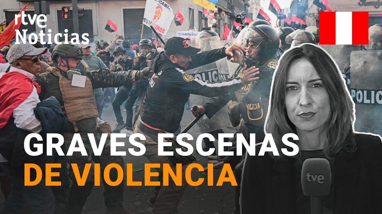 PERÚ: DISTURBIOS entre los PARTIDIARIOS del PRESIDENTE CASTILLO y la POLICÍA en LIMA I RTVE Noticias