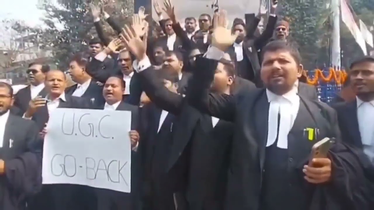 Advocates in Allahabad HC protests against Modi Government's draconian and divisive UGC guidelines.
