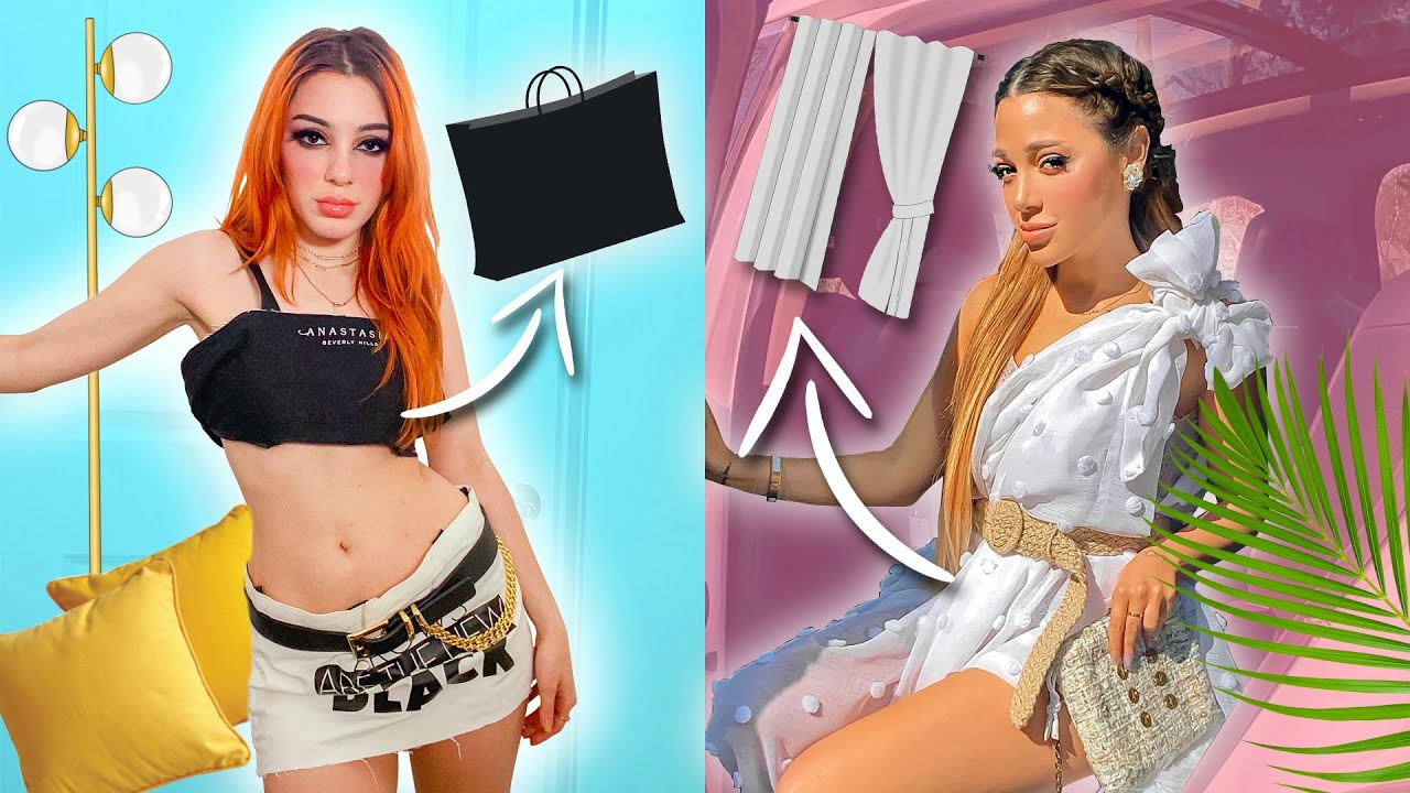 Making Outfits with Things Around the House + Tricking our Followers Challenge