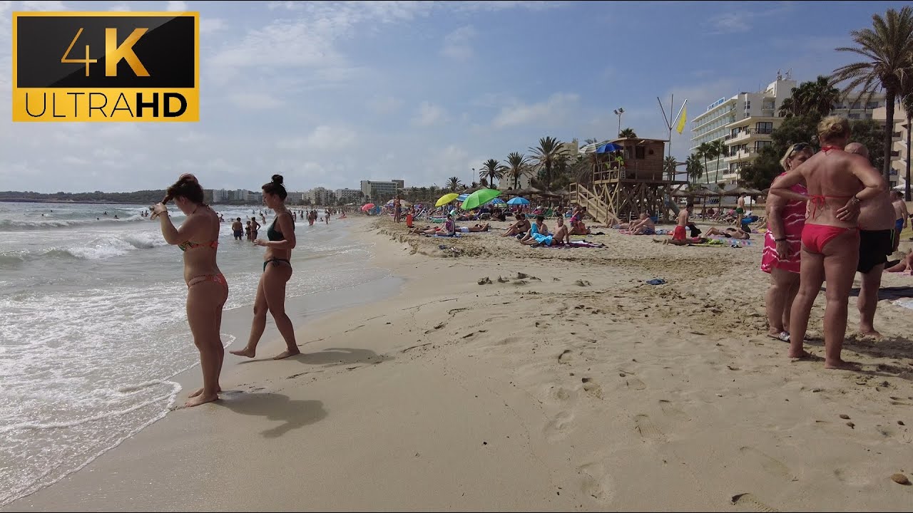 🇪🇸 Spain-Mallorca, Cala Millor - [4K] 60fps Beach Walking Tour