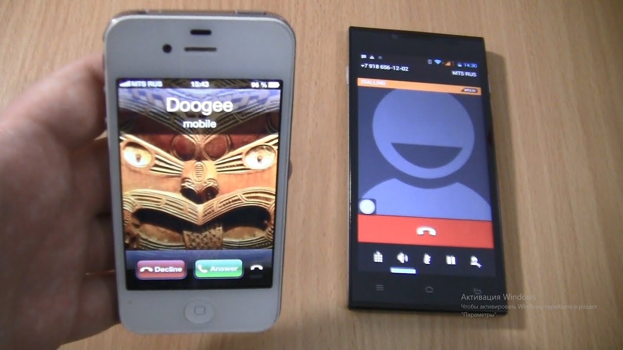Incoming call & Outgoing call at the Same time Iphone 4s+Doogee Turbo DG2014