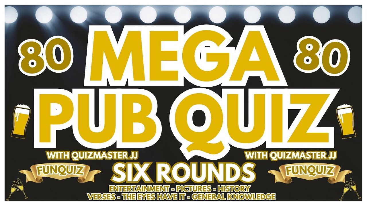 Pub Quiz No80 - 6 Different Rounds - 40 Questions & Answers - 67 Points to Win. trivia/quiz Fun Quiz