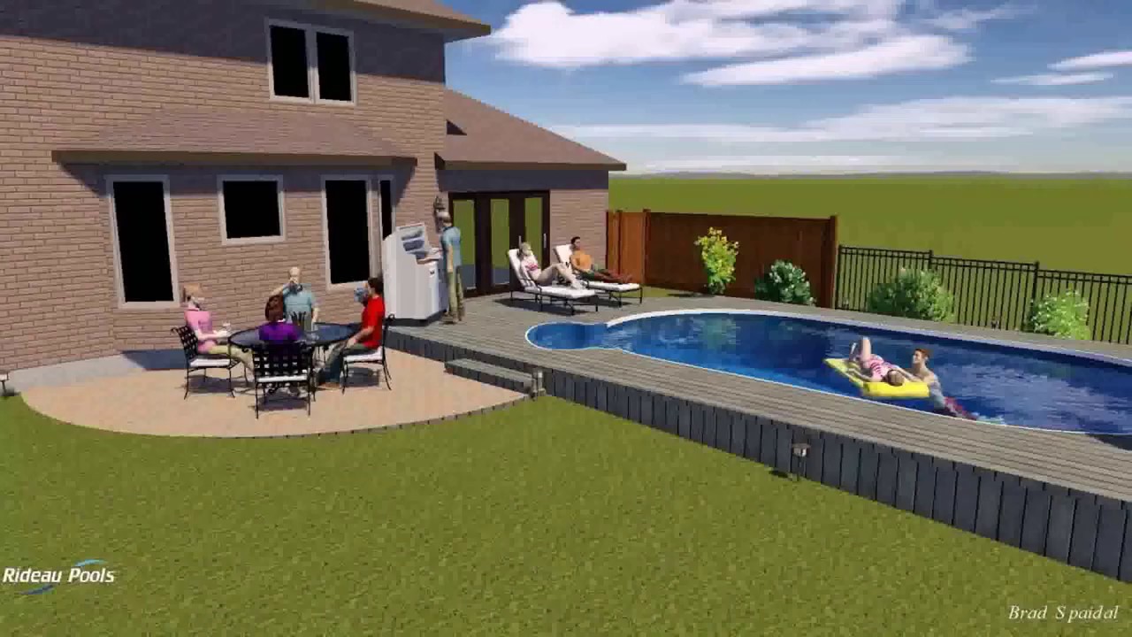 Semi Inground Pool Deck Designs Idea - Inground pool - House Design Styles