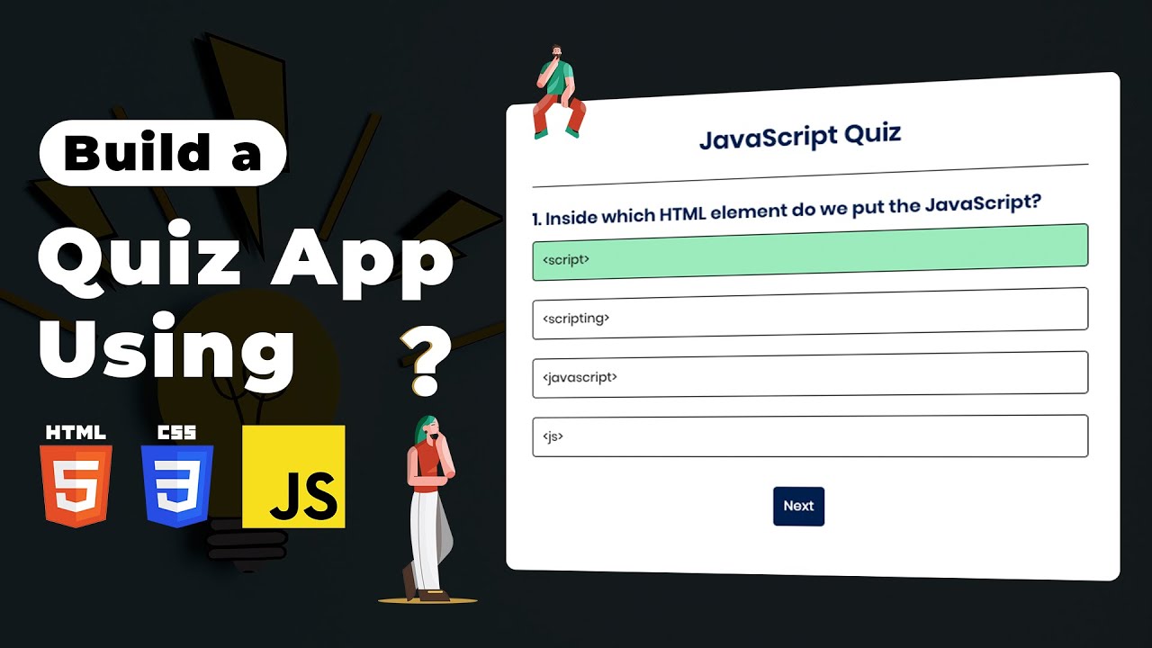 Quiz App Using JavaScript | Build Quiz App using HTML CSS & Javascript