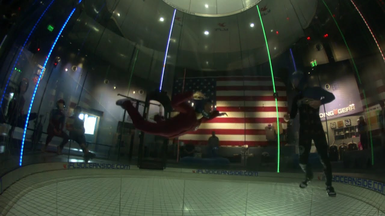 Riley flying in the wind tunnel