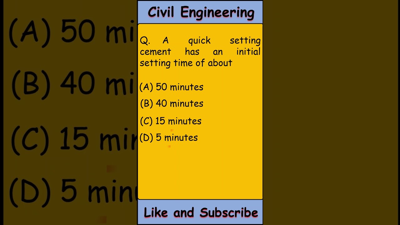 Building Materials MCQ | building materials quiz | Civil Engineering Questions and Answers | #shorts
