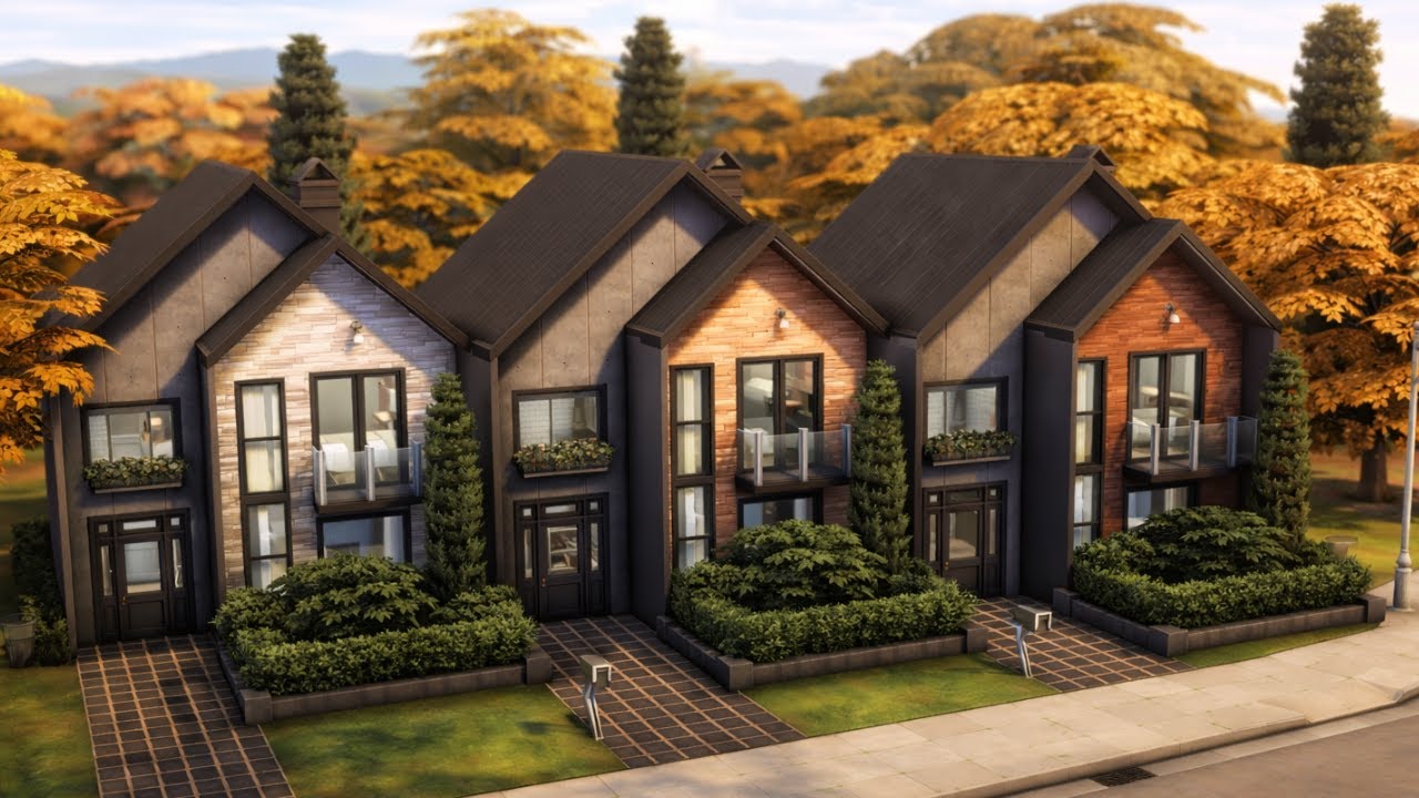 Base Game Modern Row Houses 🏡 The Sims 4 Speed Build | No CC
