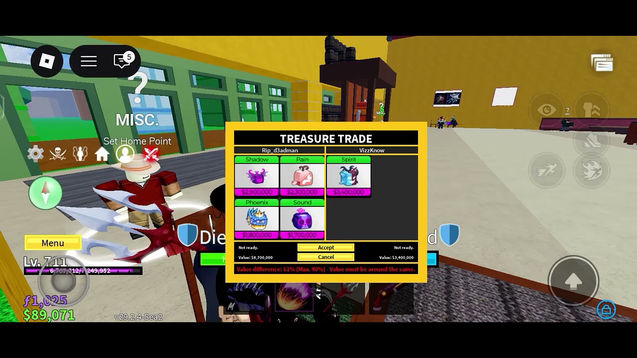 Blox Fruit trading in sea 2