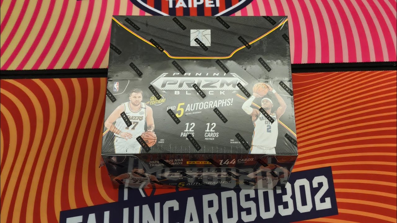 全新上市也是NBA授權最後一次！台幣22800籃球卡盒，一盒12包，一包12張卡，保證5張簽名卡！2024-25 Panini PRIZM BLACK Basketball Trading Cards