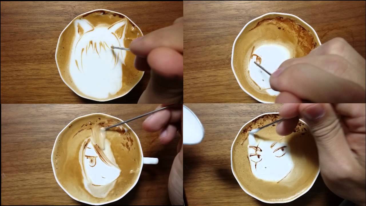 本日の暇カプチーノ、『繰繰れ！コックリさん（Part3）』。ラテアート latteart KOKKURI-SAN