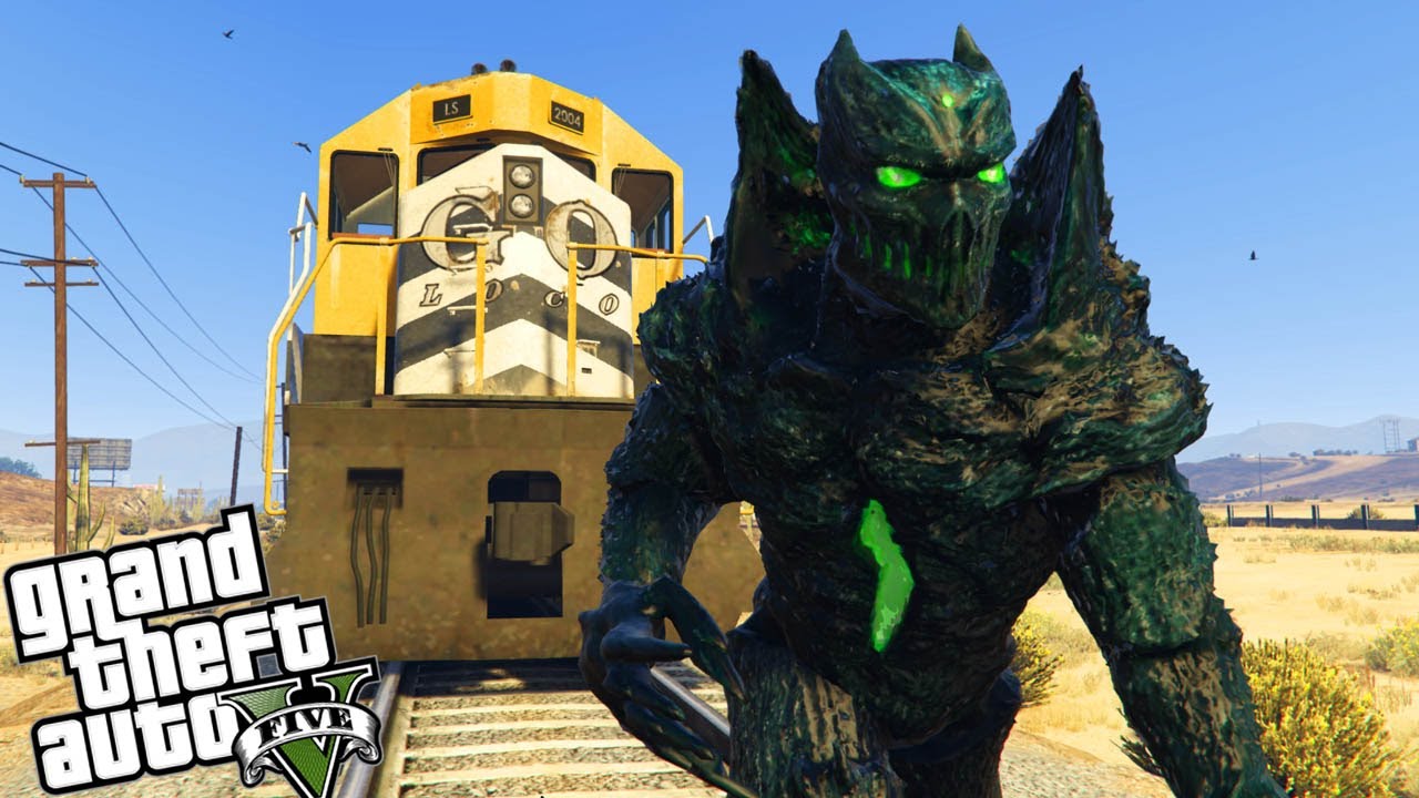 GTA V - MODS - O Monstro do PORTÃO Encrencou com o TREM! kkkk