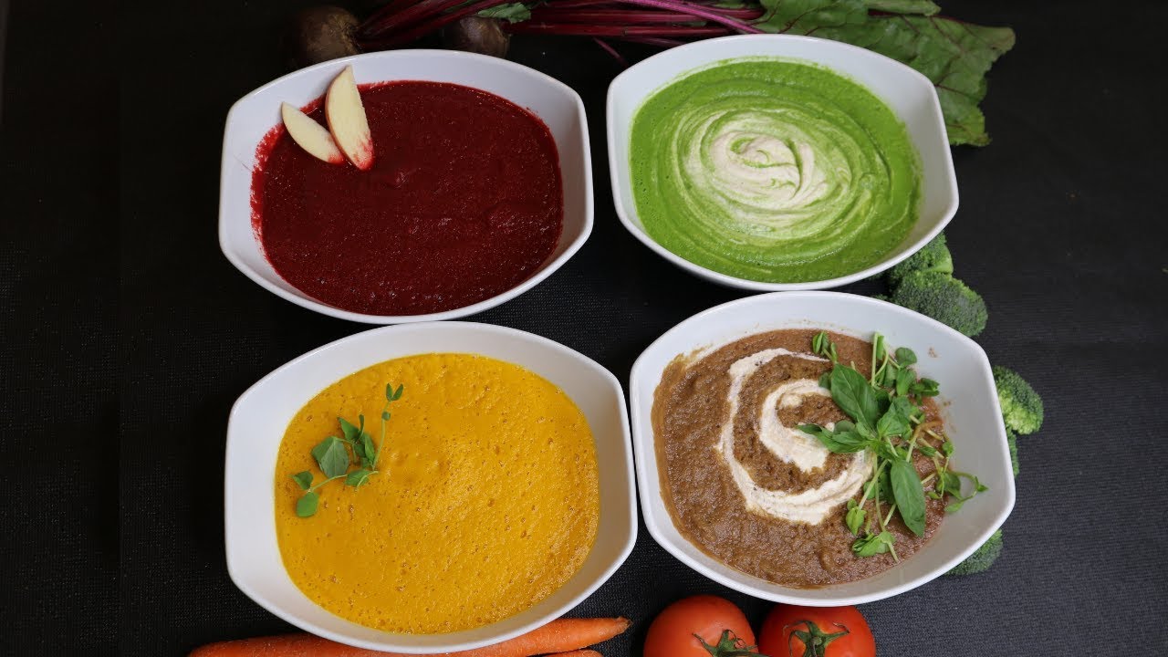 4 Recetas crudas de verduras. Sopas desintoxicantes y saludables.