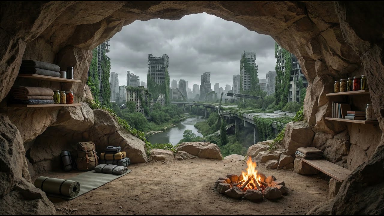 멸망한 세상, 나 혼자 남은 동굴 벙커의 빗소리 10시간 Post Apocalypse Cave Shelter Rain Sound for 10 hours