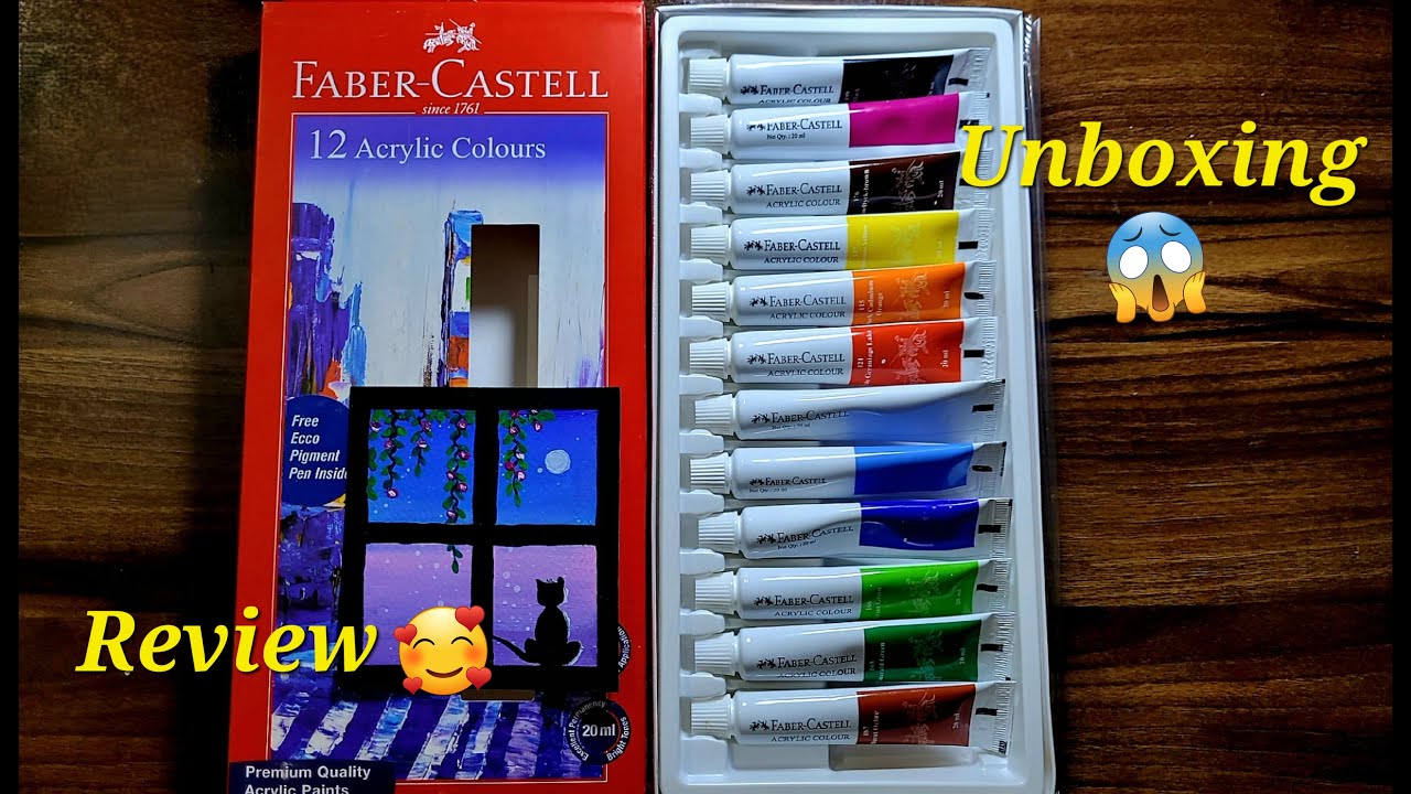 Faber Castell acrylic🎨 color unboxing and full review | cheap😱 acrylic color for beginners 🥰🥰