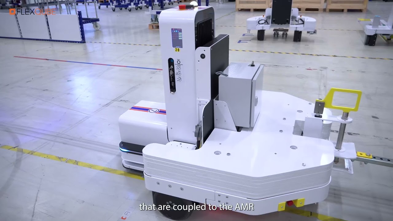 AMR with Towing Load Carrier - A Unique Robotics Solution! | FlexQube