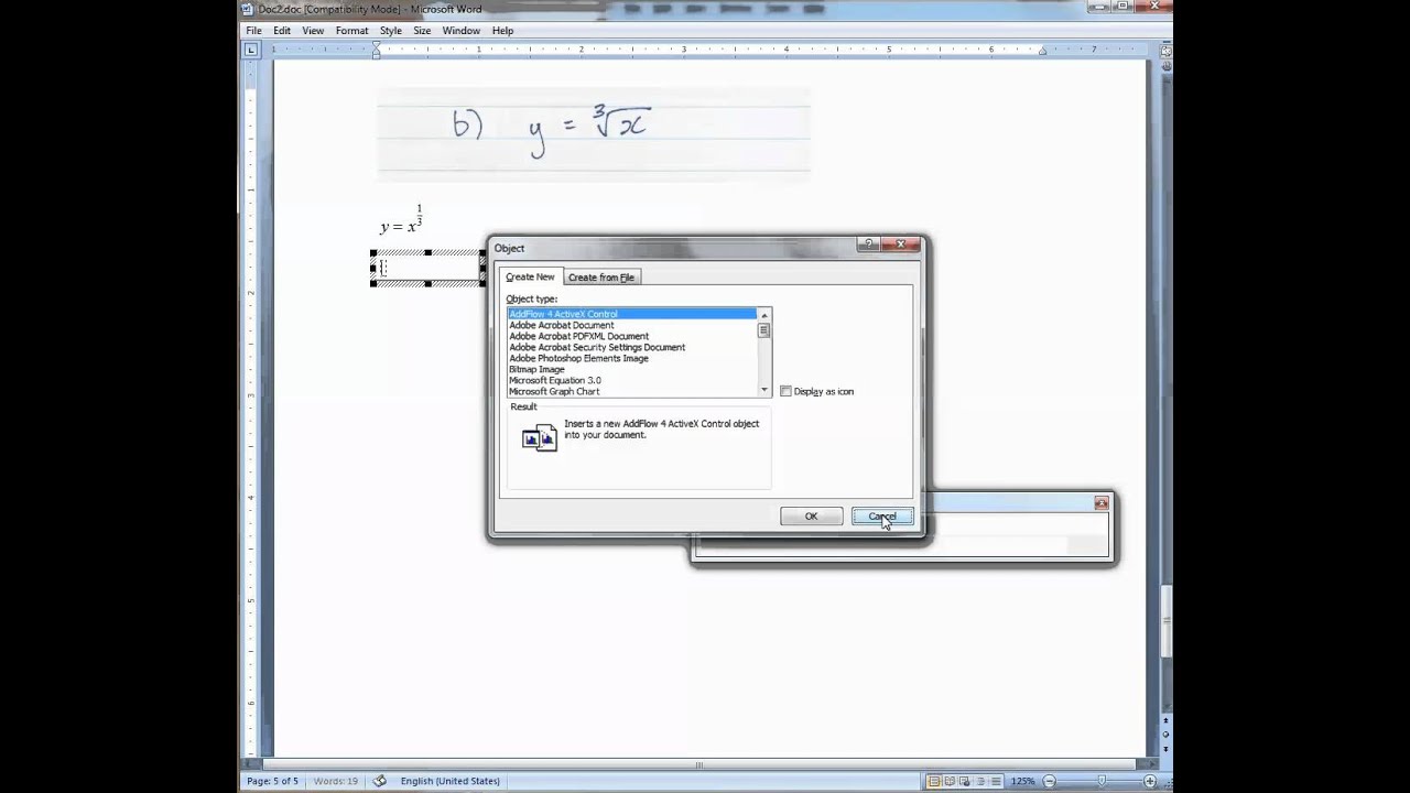 Microsoft Equation 3.0: Negative and fractional exponents, cube roots, derivative notation 2