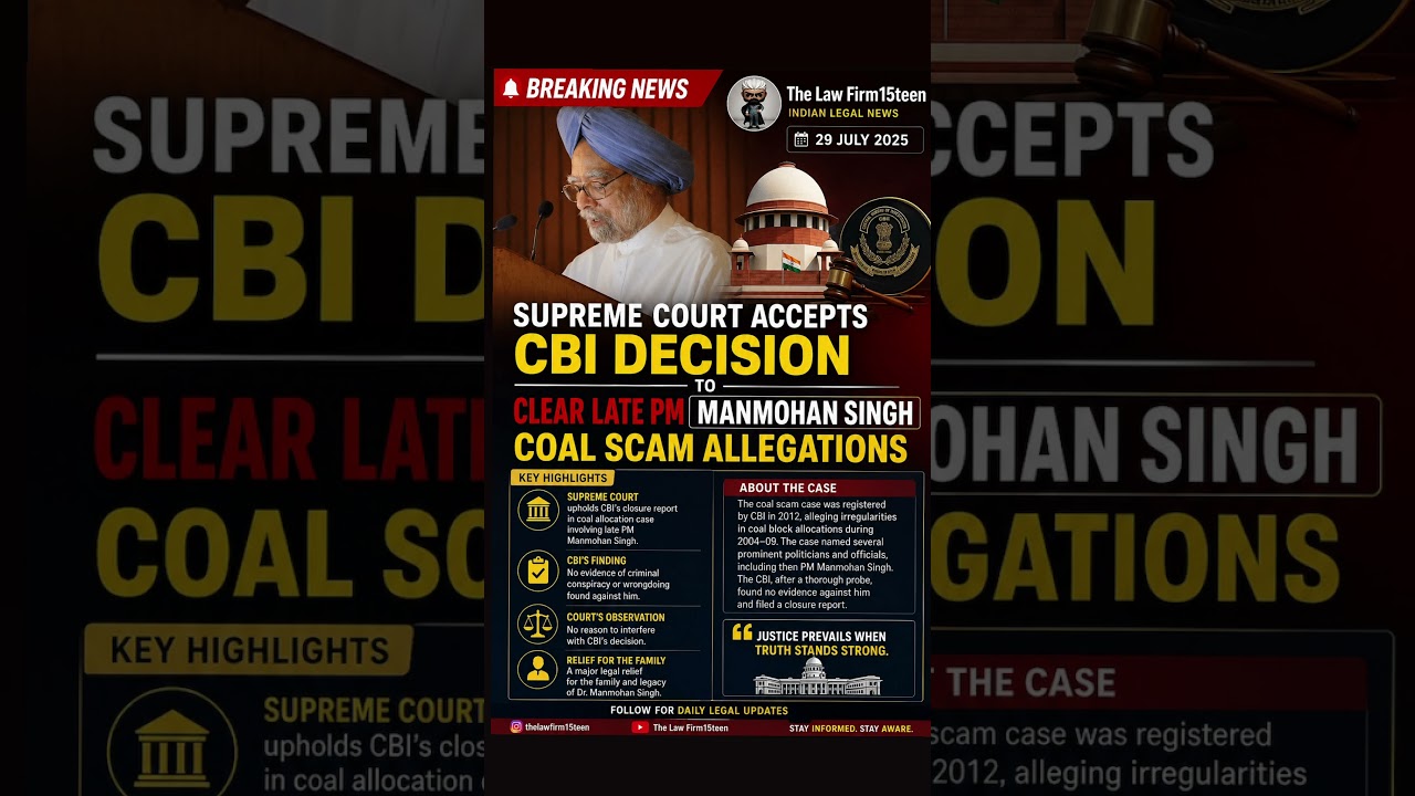 Supreme Court Clears Dr. Manmohan Singh in Coal Scam Case | CBI Closure Report Accepted |