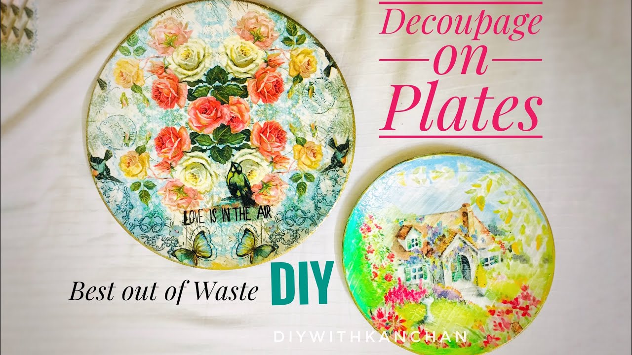How To Decoupage Plates\Decoupage On Melamine\Reuse Old Plates\Decoupage On Fiber Plates #decoupage