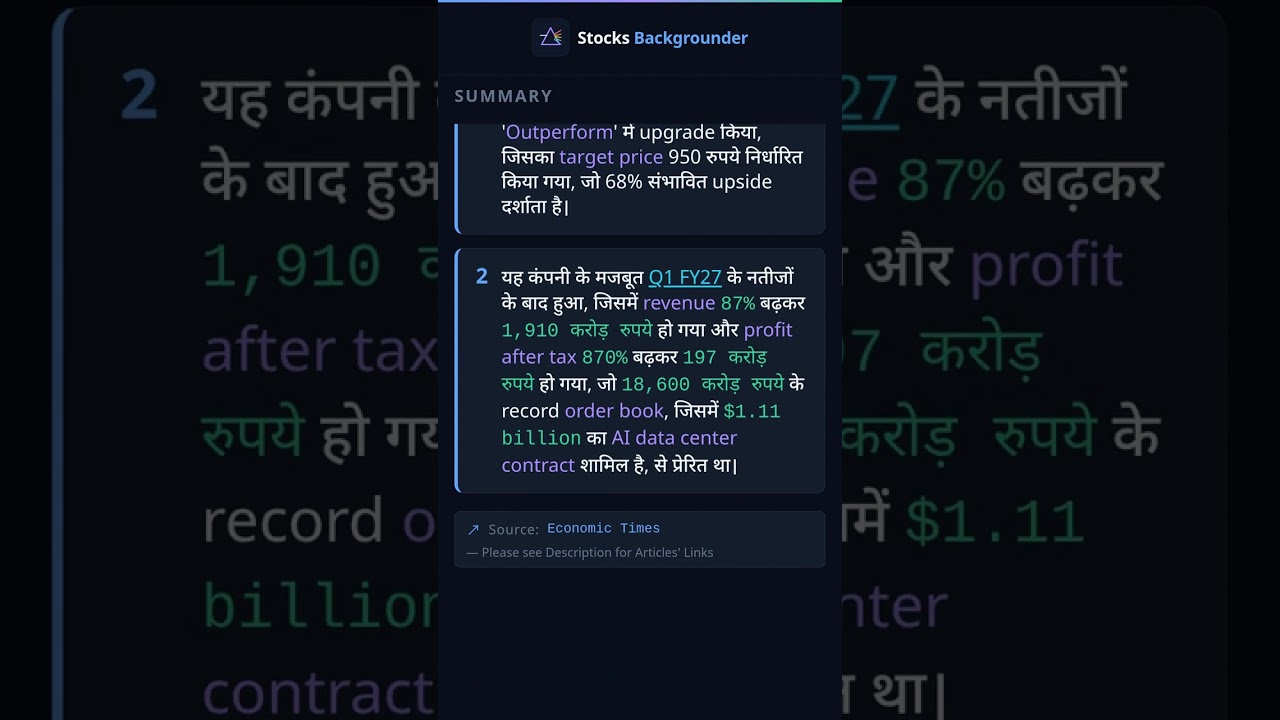 CLSA द्वारा '2026 Multibagger' में Upgrade के बाद Sterlite Tech के shares Q1 के मजबूत नतीजों के ब...