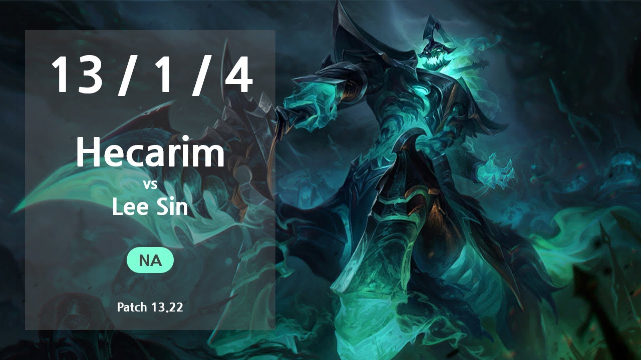 Hecarim Jungle vs Lee Sin - NA GrandMaster Patch 13.22