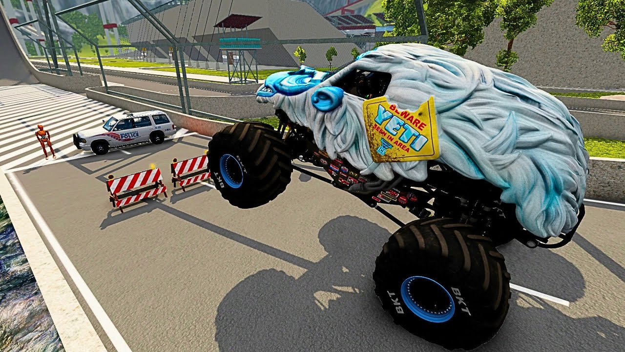Epic YETI Monster Jam Crash vs Dummy Cop 😱 Beamng Drive