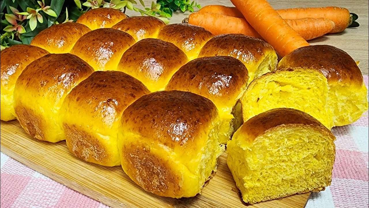 ESSE PÃOZINHO FAZ O MAIOR SUCESSO! FOFINHO, GOSTOSO E FÁCIL DE FAZER - PÃO CASERIO DE CENOURA