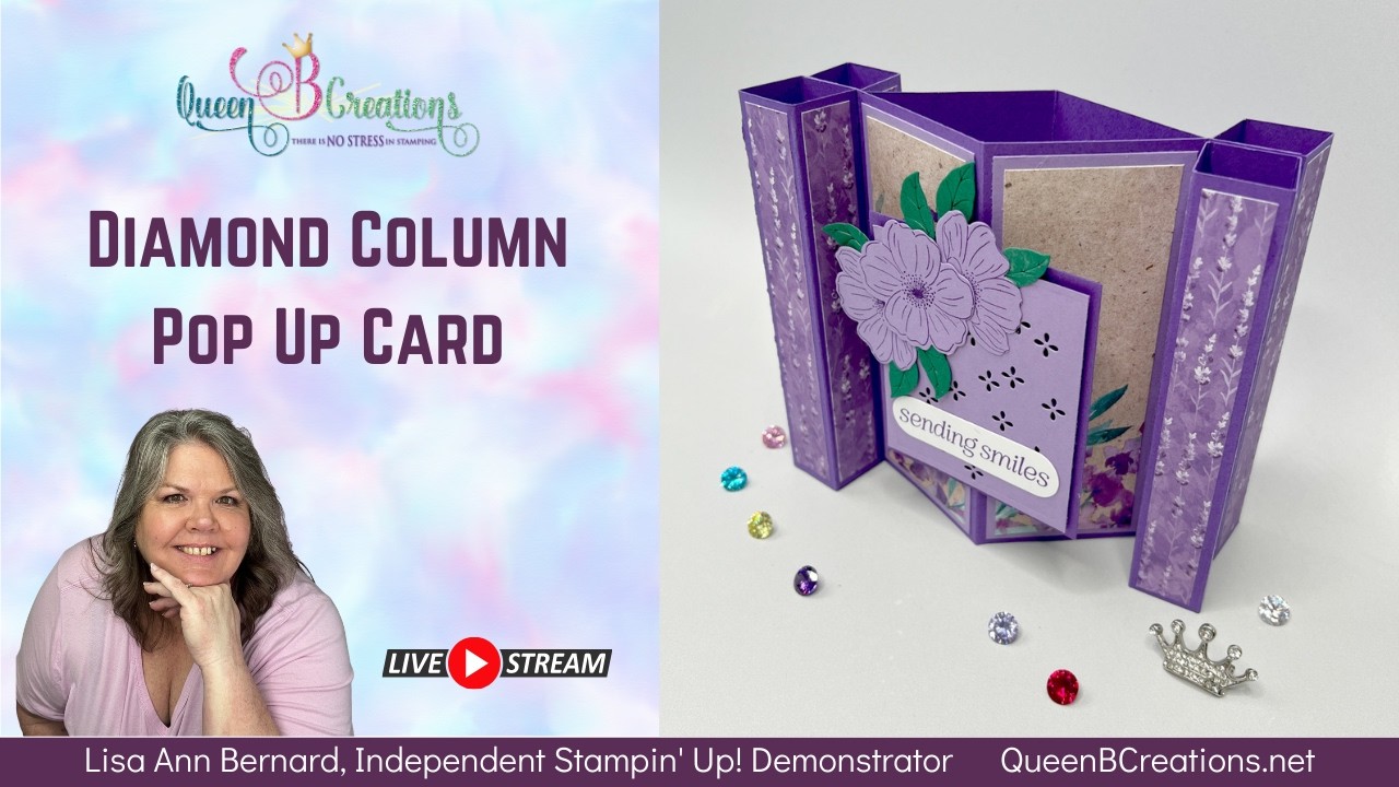👑 Stampin' Up! Lovely Arrangements Diamond Column Pop Up Card
