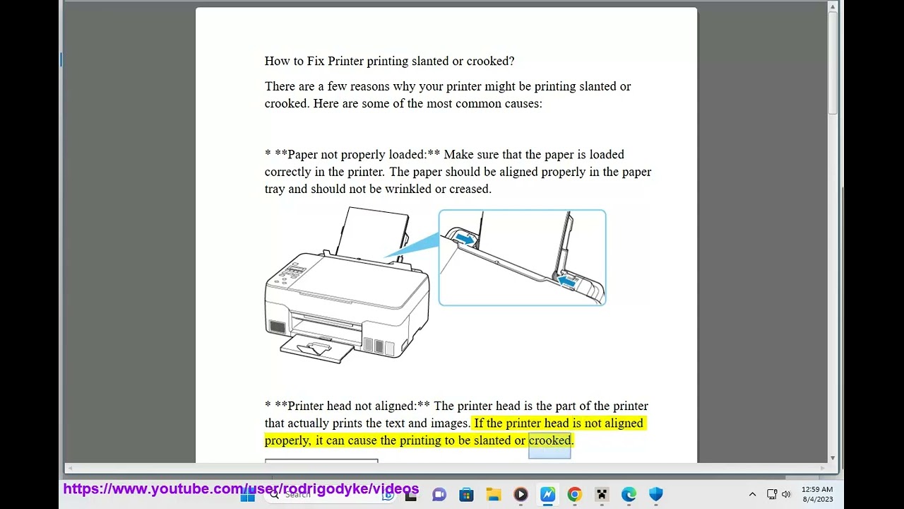 Fix Printer printing slanted or crooked