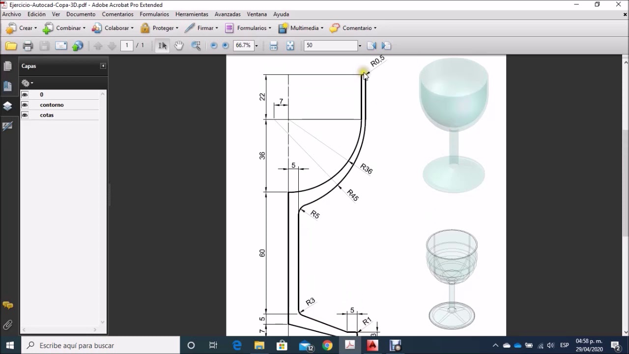 Ejemplo 6 AutoCAD 3D (Comando Revolución)