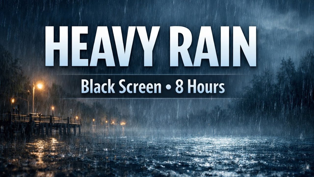 Heavy Rain 🌧️ Black Screen • 8 Hours of Deep Sleep