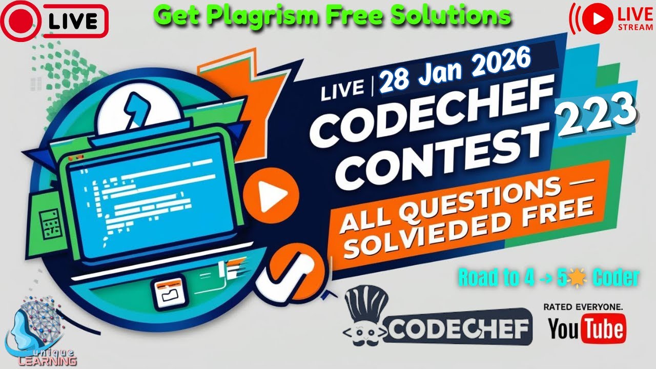 CodeChef Contest 223 – All Coding Solutions |  28 Jan 2026 | Rated for All