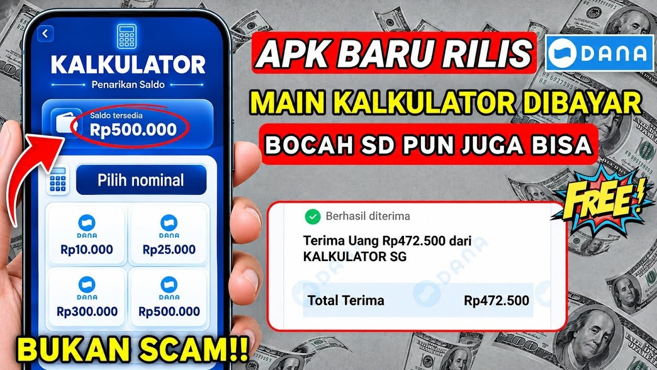 MODAL KALKULATOR! Dibayar Saldo Dana Tercepat 2026 Tanpa Iklan, Aplikasi Penghasil Uang Terbaru