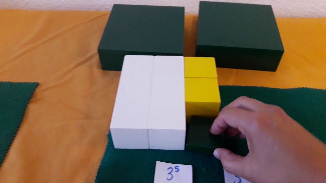 Multiplicación de potencias de la misma base usando material montessori