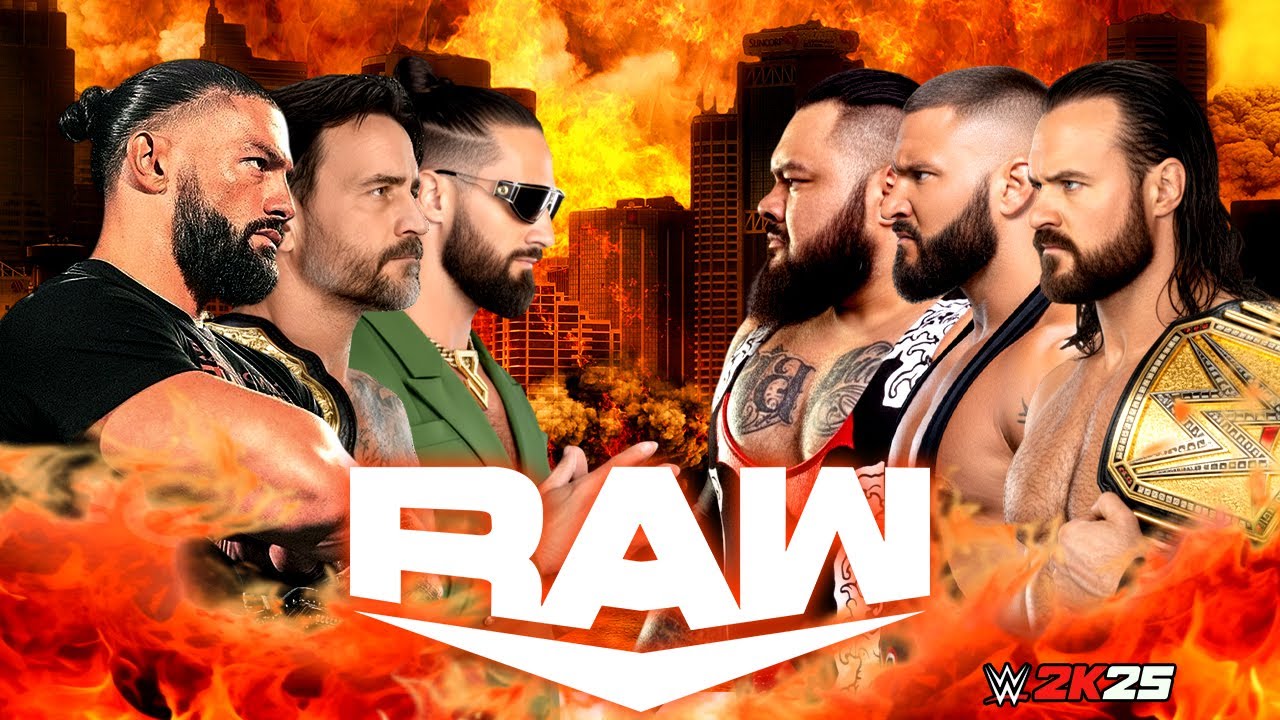 Roman Reigns CM Punk & Seth Roliins vs Drew McIntyre & The Vision - WWE RAW on Netflix | 20/Jan/2026
