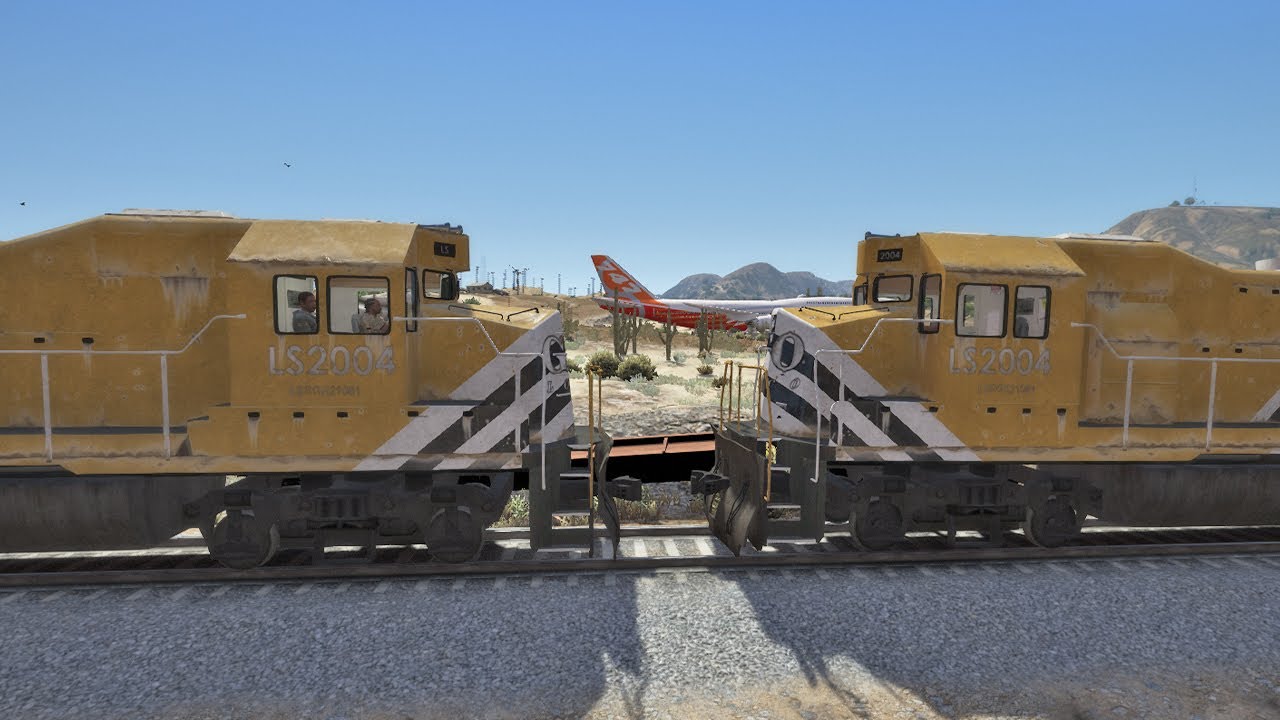 GTA 5 Train Accident Movie ( Train Crashes Into Train ) Train Vs Train