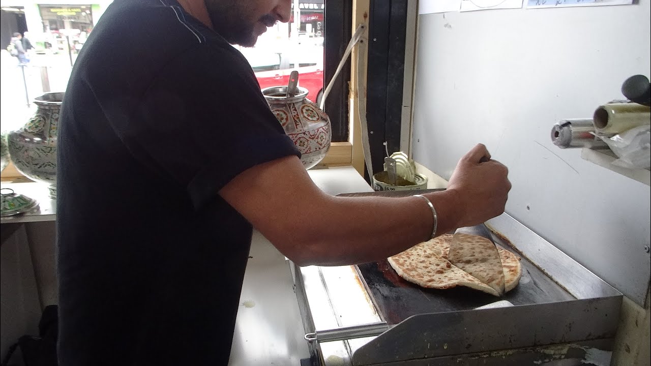 Indian Street Food: Aloo Cheese Paratha - Vegetarian Recipe at Mumbai Express, Kingsbury, London.