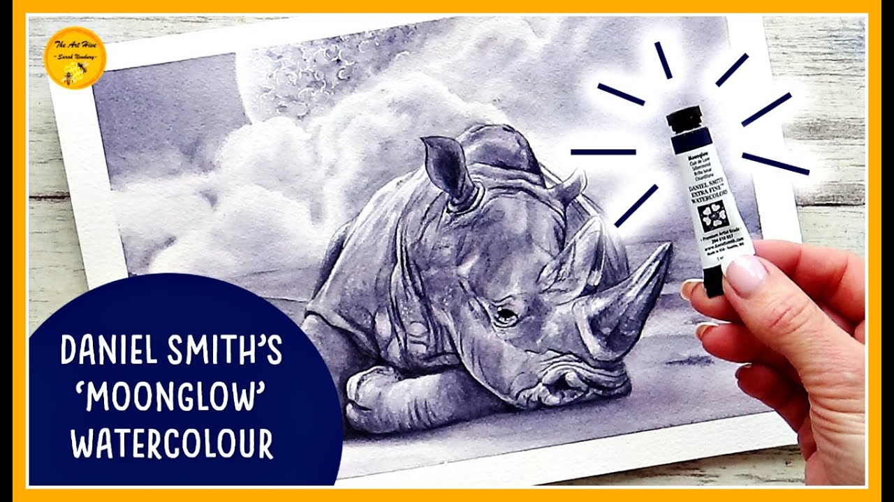 DANIEL SMITH'S 'Moonglow' Extra Fine WATERCOLOUR Paint  | WATERCOLOR Rhinocerous Painting