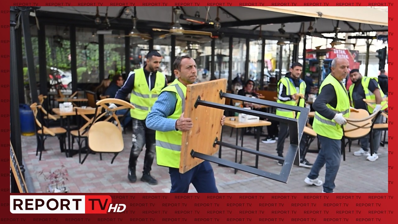 Bashkia Tiran&euml; nd&euml;rhyn n&euml; ish-Bllok, hiqen tavolinat e karriget e vendosura n&euml; m&euml;nyr&euml; t&euml; paligjshme