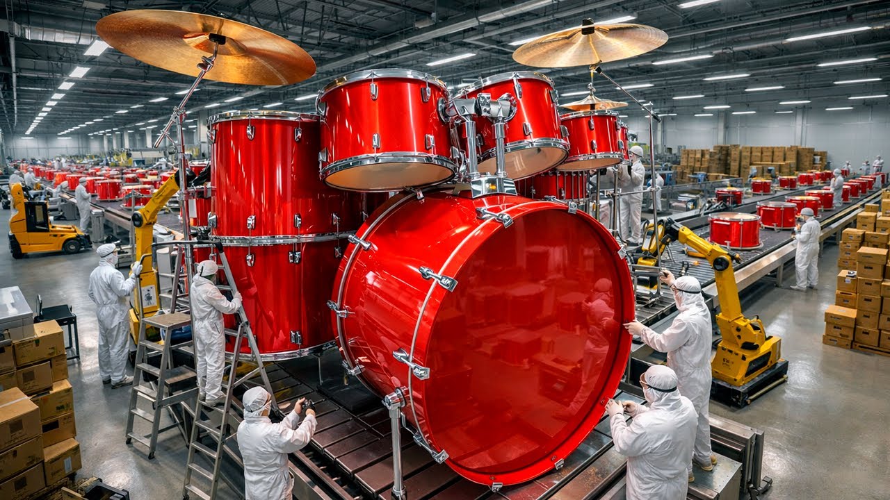 How Professional Drum Sets Are Made – Inside the Big Acoustic Drum Factory Full Process