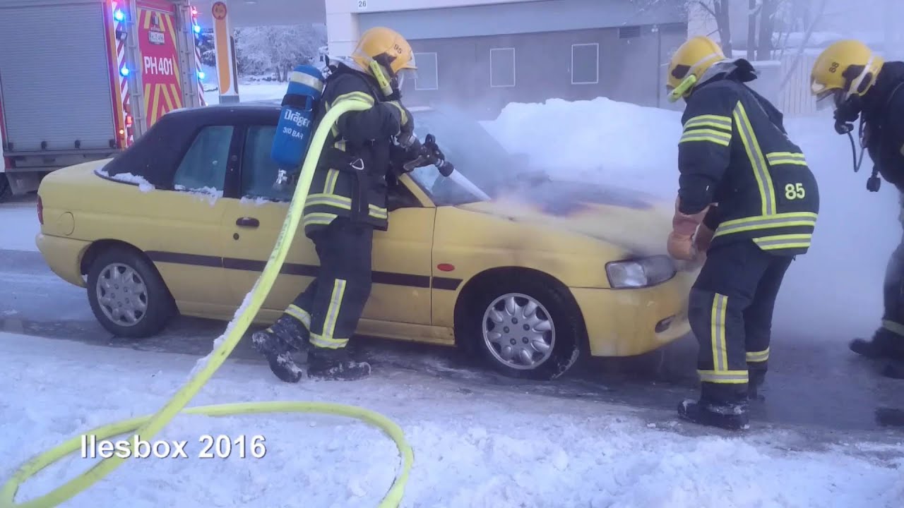 Autopalo Heinolan keskustassa 21.1.2016
