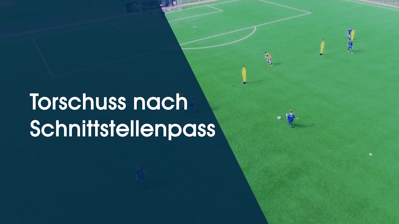 Torschuss nach Schnittstellenpass - Fußballtraining am Deutschen Fußball Internat