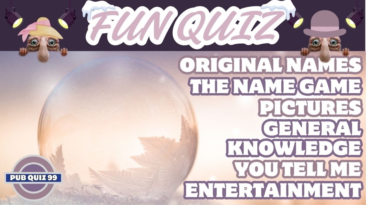 Fun Pub Quiz No99 - 6 Different Rounds - 39 Questions & Answers - 85 Points to Win. trivia quiz