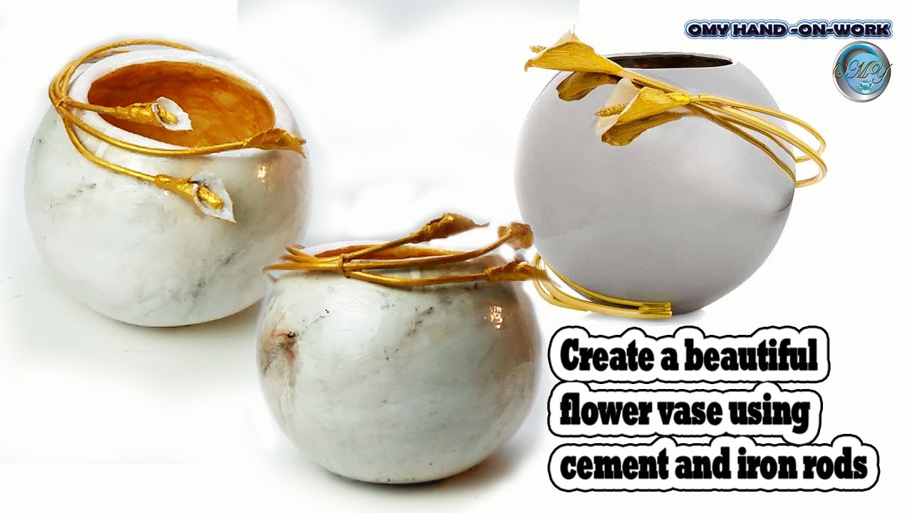 Make Flower Vases Use Cement || Combined With Iron Decoration And White Cement Clay