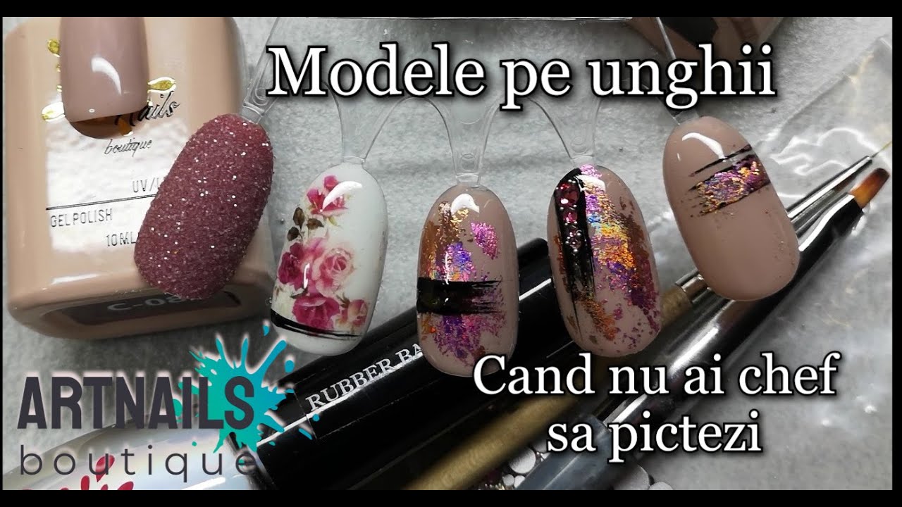 Mix tehnici design pe unghii. Folie de transfer. Tatuaj pe baza de apa.
