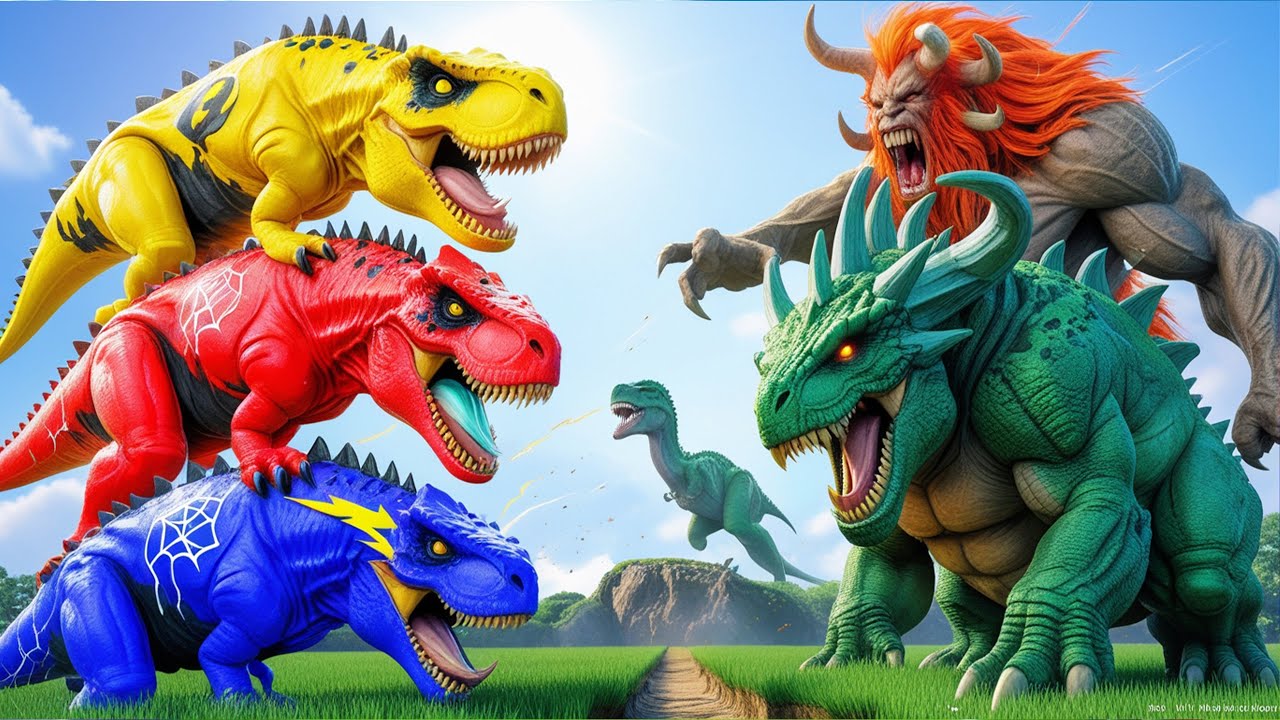 ALL DINOSAURUS T-REX, DISTORTUS REX, INDOMINUS REX DINOSAUR FIGHTING IN JURASSIC WORLD EVOLUTION