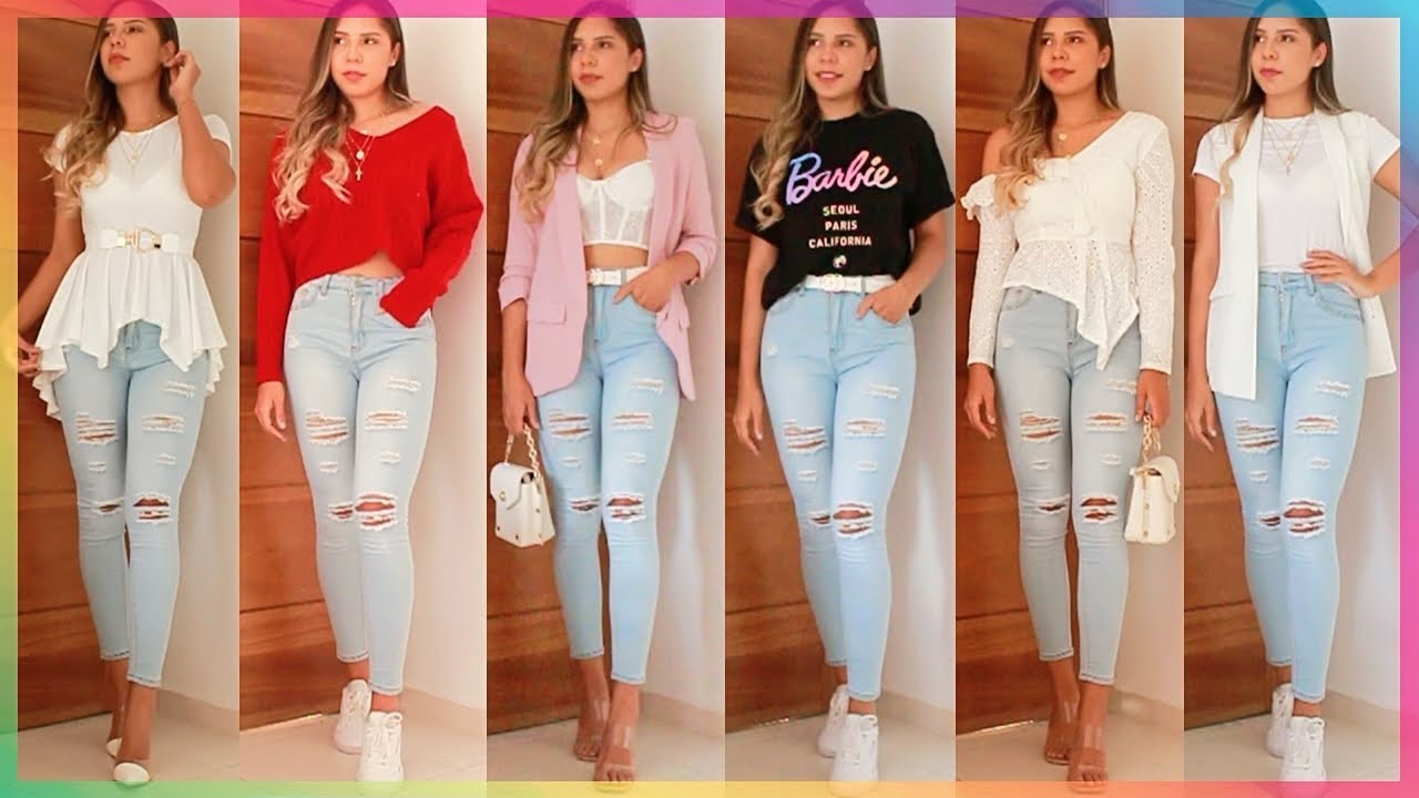 6 OUTFITS CON JEANS! COMO COMBINAR UN PANTALÓN ♡│Mirianny