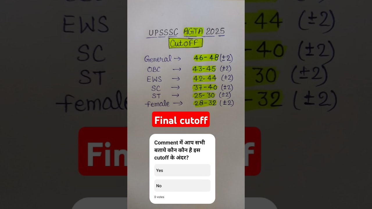Agta Final Cut off | UPSSSC AGTA 2025 Cutoff| #agta2025 #agtabharti #agta #agta3446
