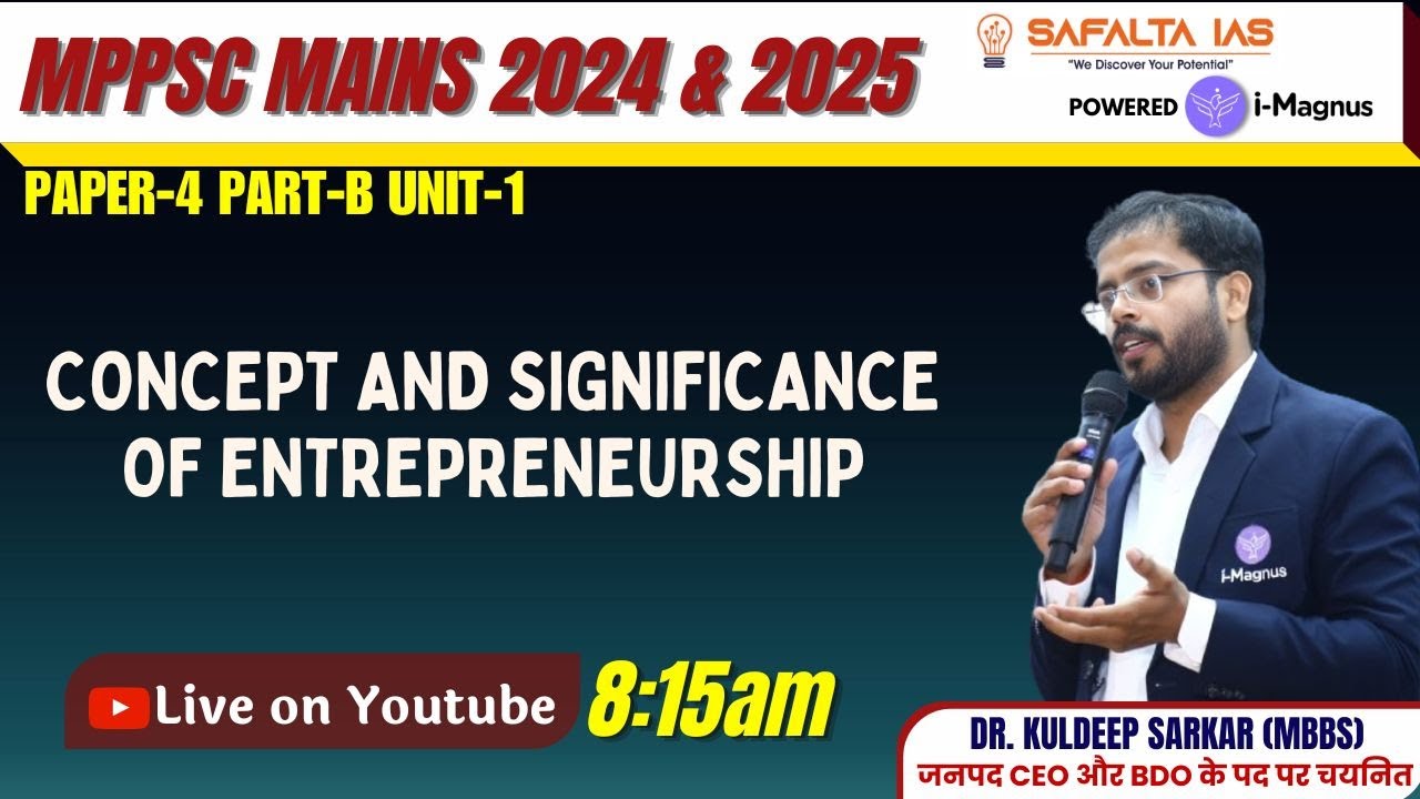 MPPSC MAINS 2024 & 2025 | PAPER-4 PART-B UNIT-1 || Concept and Significance of Entrepreneurship